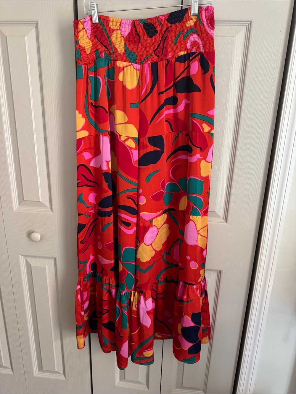 Sugarlips Red Floral Print Pants with Smocked Waistband